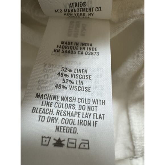 Aerie Linen Blend High Waisted Shorts White Size XXL NWT Smocked Waistband - Picture 7 of 10